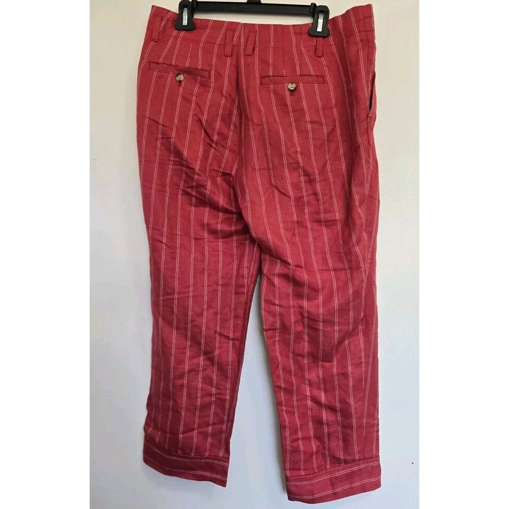 Banana Republic Pants Womens 8 Avery Linen Blend‎ Red Pinstripe Beach Office